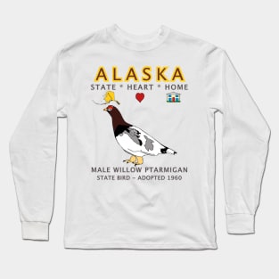 Alaska - Male Willow Ptarmigan - State, Heart, Home Long Sleeve T-Shirt